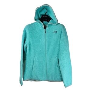 THE NORTH FACE Women's Aqua Blue Light Full Zip Sherpa Hoodie Jacket Size S